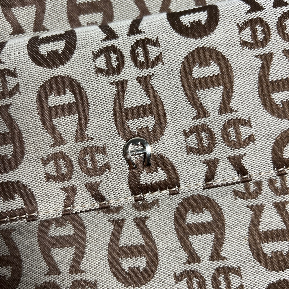 Etienne Aigner Vintage Monogram Canvas & Leather Shopper Tote Bag - Picture 4 of 8